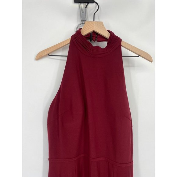 IEENA MAC DUGGAL HIGH NECK JERSEY GOWN W/TEARDROP CUTOUT BACK BURGANDY SIZE 1O - Picture 4 of 7